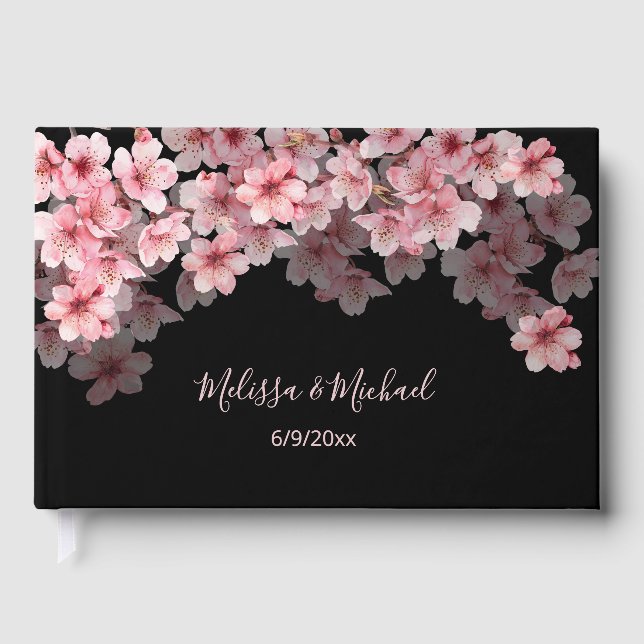 Livre D'or Cherry Blossom Pink Black Wedding (Recto)