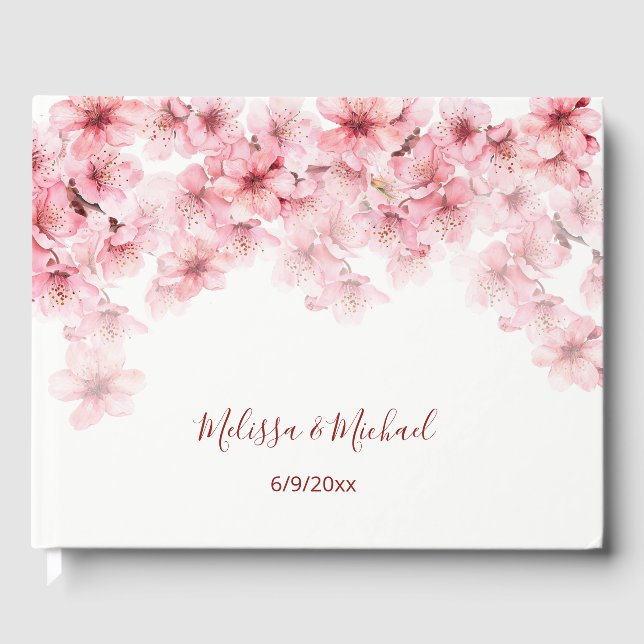 Livre D'or Cherry Blossom Pink White Wedding (Recto)