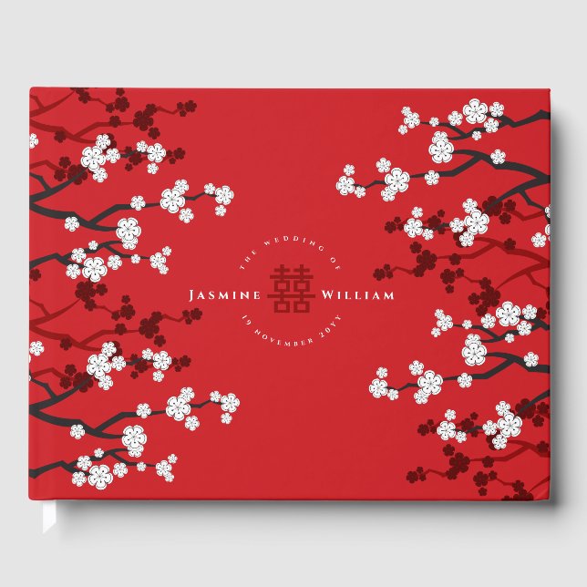 Livre D'or Cherry Blossoms & Double Bonheur Mariage chinois (Recto)