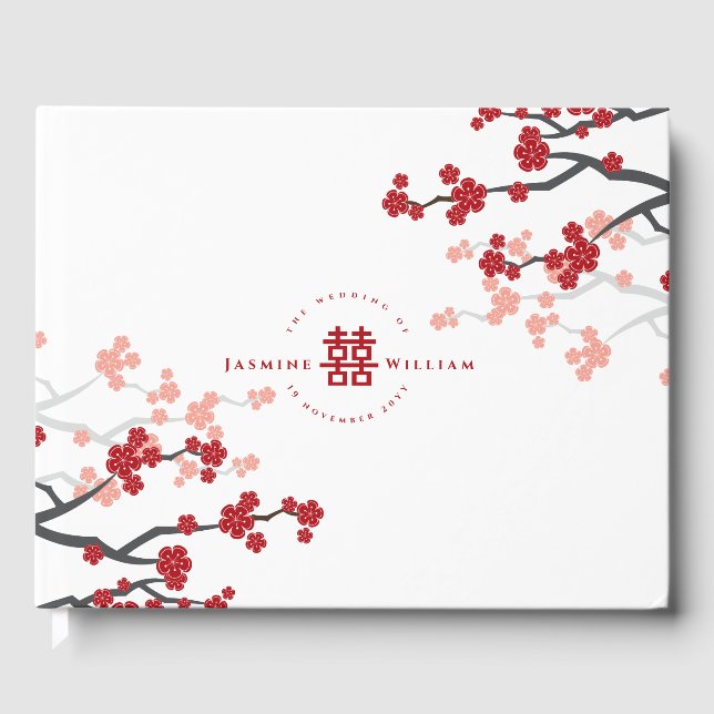 Livre D'or Cherry Blossoms & Double Bonheur Mariage chinois (Recto)