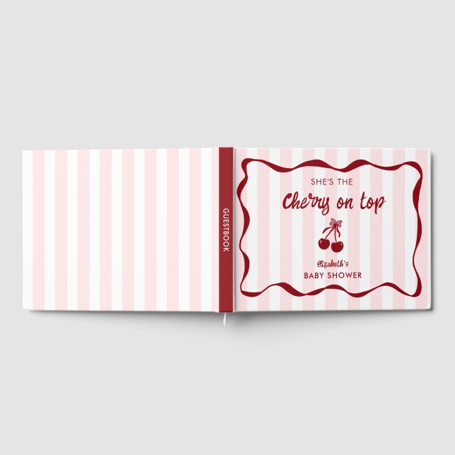 Livre D'or Cherry on Top Baby Shower Custom Pink Stripes Cute (Complet)