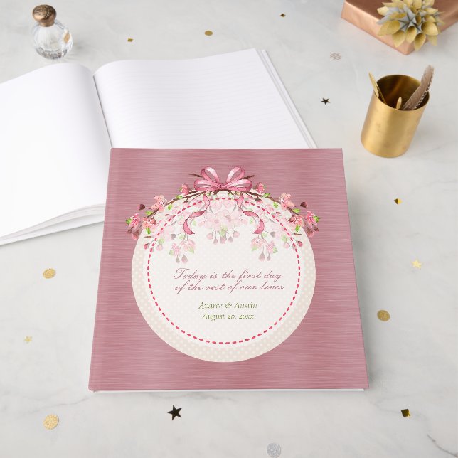 Livre D'or Cherry rose aujourd'hui est le premier jour de nos (Recto ouvert)
