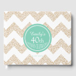 Livre D'or Chevron Choose Color 40th Birthday Guest Book<br><div class="desc">Personnalisable 40e anniversaire de fête Livre d'hôtes avec grand chevron texturé sur arrière - plan blanc et cercle. Vous pouvez facilement modifier la couleur arrière - plan du cercle et du texte - nom et âge - (police, taille et position) en cliquant sur le bouton personnaliser. Disponible en carnet spiral...</div>