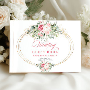 Livre D'or Chic blush floral or mariage pastel rose