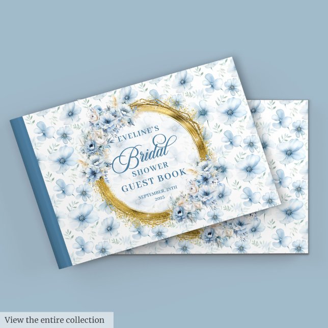 Livre D'or Chic Bohemian Pastel Blue Sage Gold Parties scinti (Chic Bohemian Pastel Blue Sage Gold Glitter Floral Guest Book)