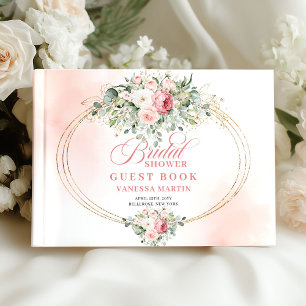 Livre D'or Chic Boho Rouge Floral Or Minimal Doré Mariage