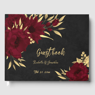 Livre D'or Chic bordeaux et or noir mariage