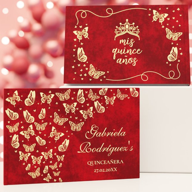 Livre D'or Chic Butterfly Gold Red Quinceañera Mis Quince (Chic Butterfly Gold Red Quinceañera Mis Quince Foil Guest Book)