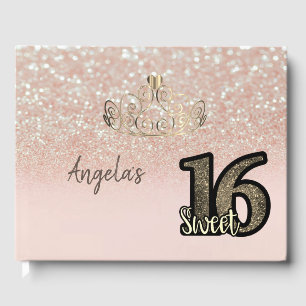 Livre D'or Chic Élégant Paillettes Bokeh, Diadème, Sweet 16