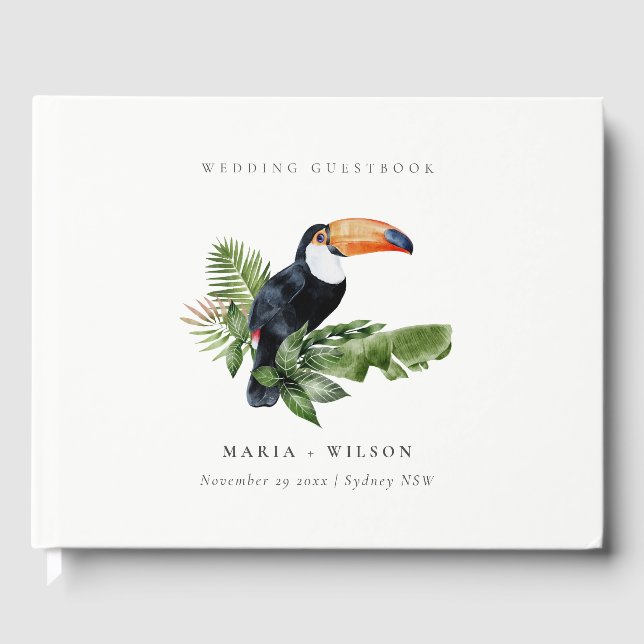 Livre D'or Chic Elegant Tropical Rainforest Toucan Mariage (Recto)