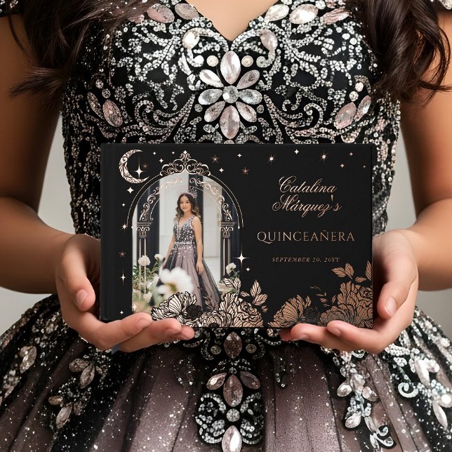 Livre D'or Chic Floral Celestial Moon Stars Photo Quinceañera (Chic Floral Celestial Moon Stars Photo Quinceañera Foil Guest Book1)