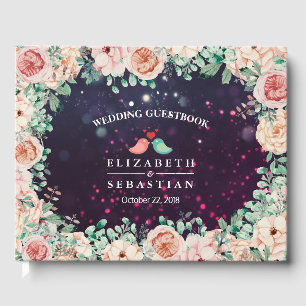 Livre d'or Chic Floral Purple Sparkle Light mariag