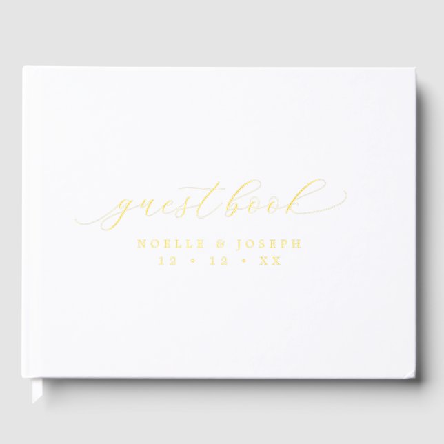 Livre D'or Chic Gold Foil & White Elegant Mariage de calligra (Recto)
