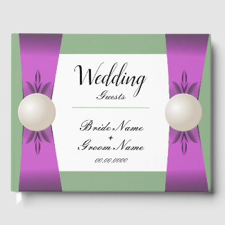 Livre D'or Chic Lilac & Sage Pearl Ribbon Mariage