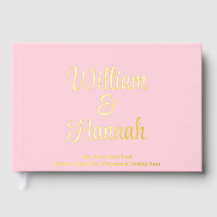 Livre D'or Chic Mariage moderne rose avec Gold Foil Hardcover