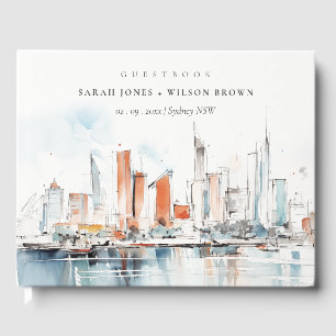 Livre D'or Chic Miami Floride Skyline Mariage d'aquarelle
