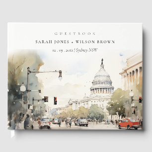 Livre D'or Chic Minimal Washington DC, USA Watercolor Mariage