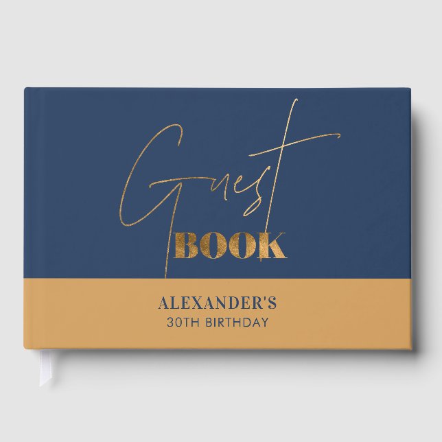 Livre D'or Chic Navy Or Script Anniversaire Merci (Recto)