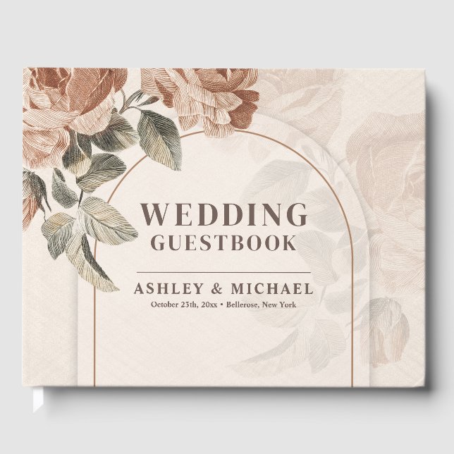 Livre D'or Chic neutre tons terre rouillé rose arc de chute (Recto)