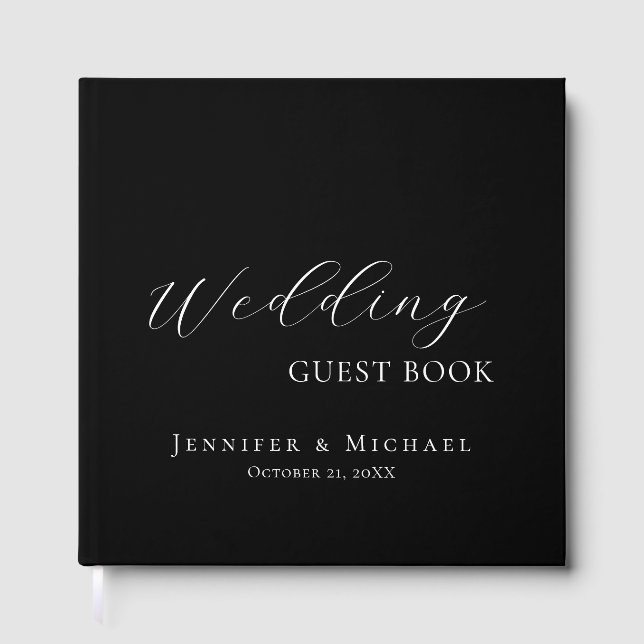 Livre D'or Chic Simple Minimalist Modern Plain Wedding Black (Recto)