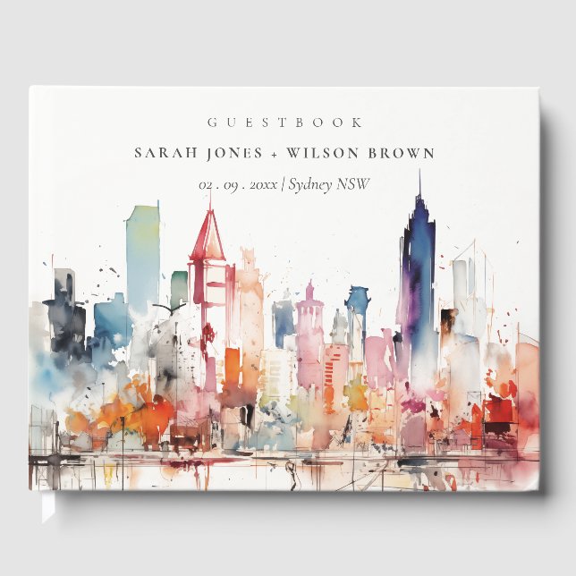 Livre D'or Chicago Illinois Watercolor Landscape Wedding (Recto)