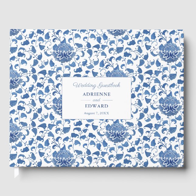 Livre D'or Chinoiserie Chic Classic Mariage Bleu (Recto)