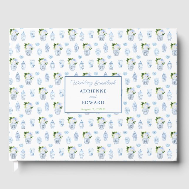 Livre D'or Chinoiserie Chic Double Bonheur Jars Mariage (Recto)