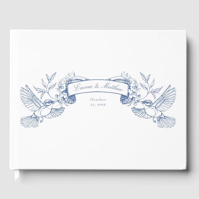 Livre D'or Chinoiserie victorienne Bannière Bleue Botanique O (Recto)