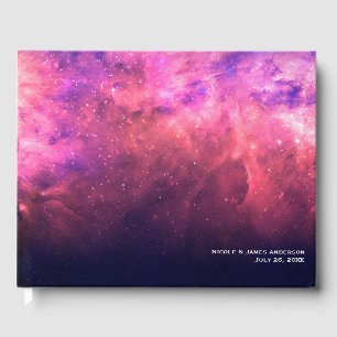 Livre D'or Ciel de mariage cosmique galaxie étoilée violet ro