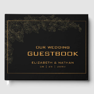 Livre D'or Citation de mariage élégante rétro noir or