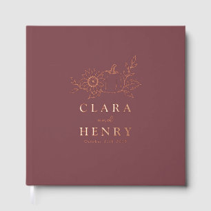 Livre d'or citrouille burgundy feuille d'or rose