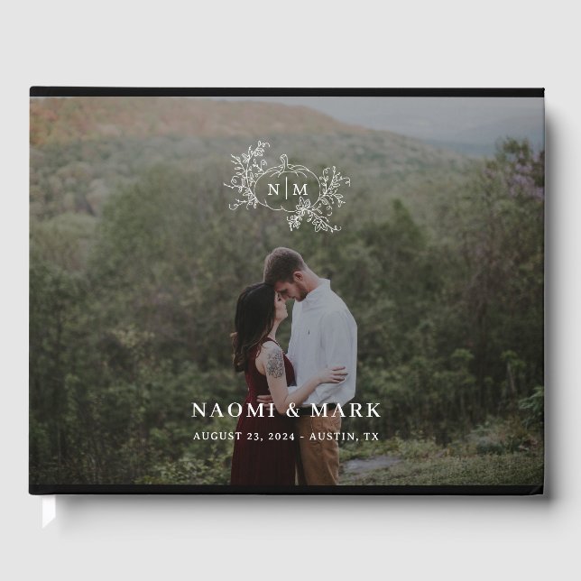 Livre D'or Citrouille Monogramme et Mariage photo (Recto)