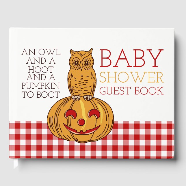 Livre D'or Citrouille Owl & En vichy Baby shower (Recto)