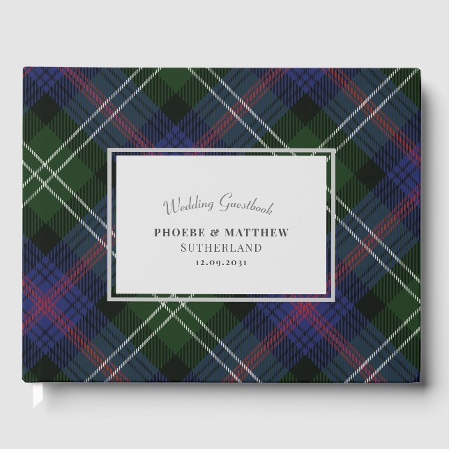 Livre D'or Clan Tartan Sutherland Carreaux Violet Vert (Recto)