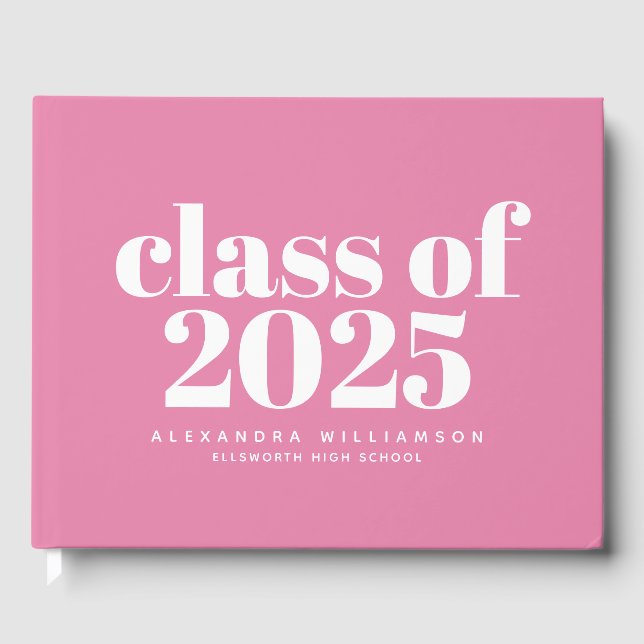 Livre D'or Classe de 2023 Cute Modern Pink Personnalisé (Recto)
