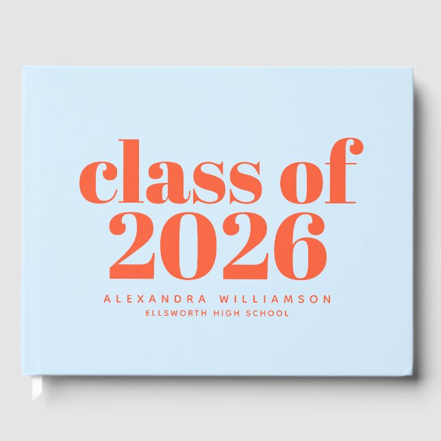 Livre D'or Classe de 2026 Typographie Rétro Bleu Orange (Recto)
