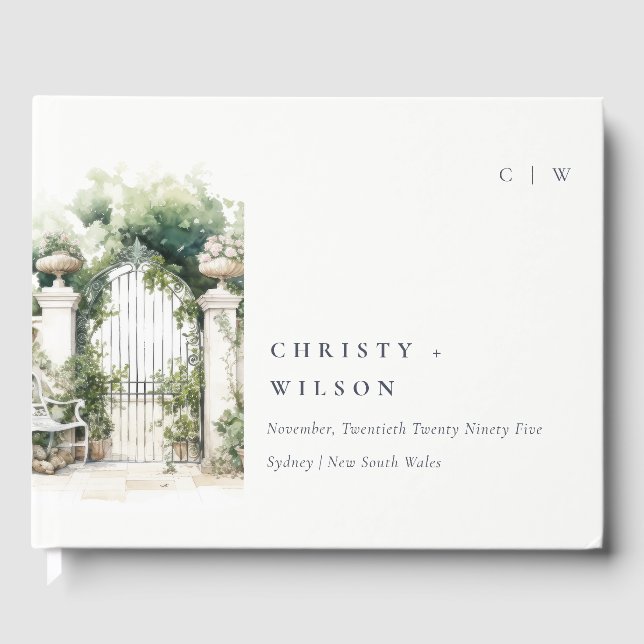 Livre D'or Classé Français Jardin Paysage Mariage d'aquarelle (Recto)