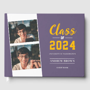 Livre D'or Classe photo Pastel Purple and Gold Guest Book