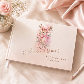 Livre D'or Classeur à 3 anneaux Baby Shower Faon Aquarelle Ro