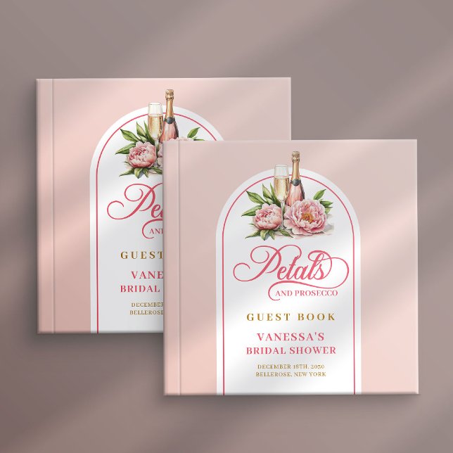 Livre D'or Classic blush and gold petals prosecco sign book (Classic blush and gold petals prosecco sign book)