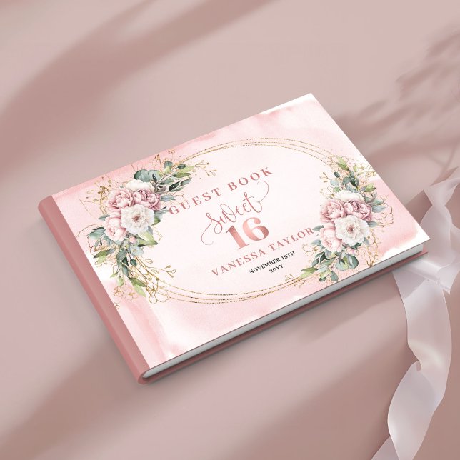 Livre D'or Classic Bohemian Pink Floral Greenery Sweet 16  (Classic Bohemian Pink Floral Greenery Sweet 16 Guest Book)