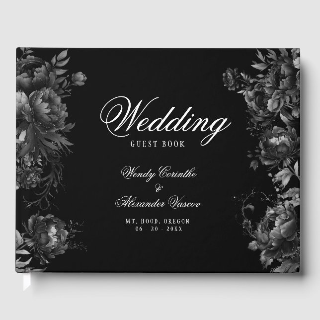 Livre D'or Classic gothique noir Monogram Crest Mariage (Recto)