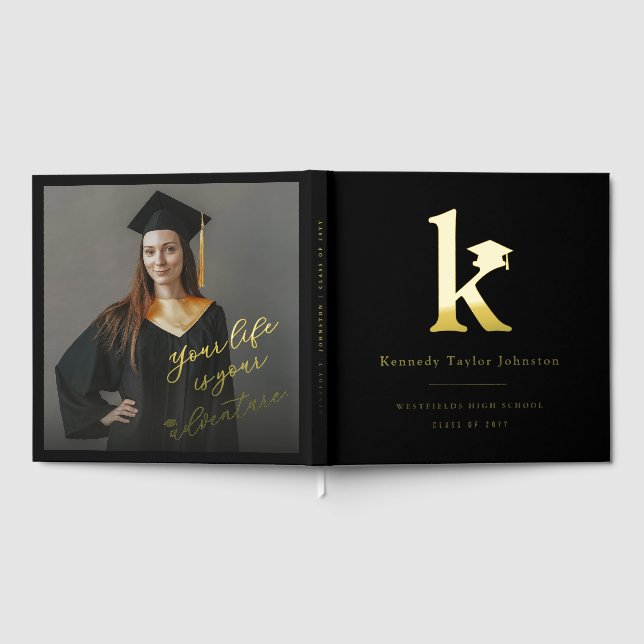 Livre D'or Classic Monogram K And Graduation Cap Grad Party (Complet)