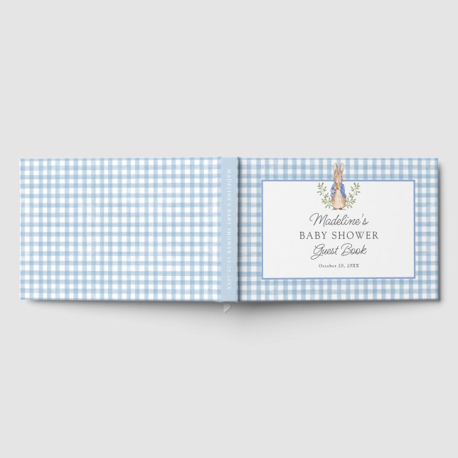 Livre D'or Classic Storybook Rabbit Blue Gingham Baby Shower (Complet)