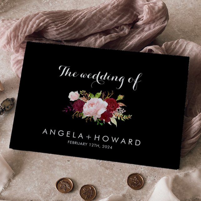 Livre D'or Classique Tropical Noir et Mariage Bourgogne (Créateur téléchargé)