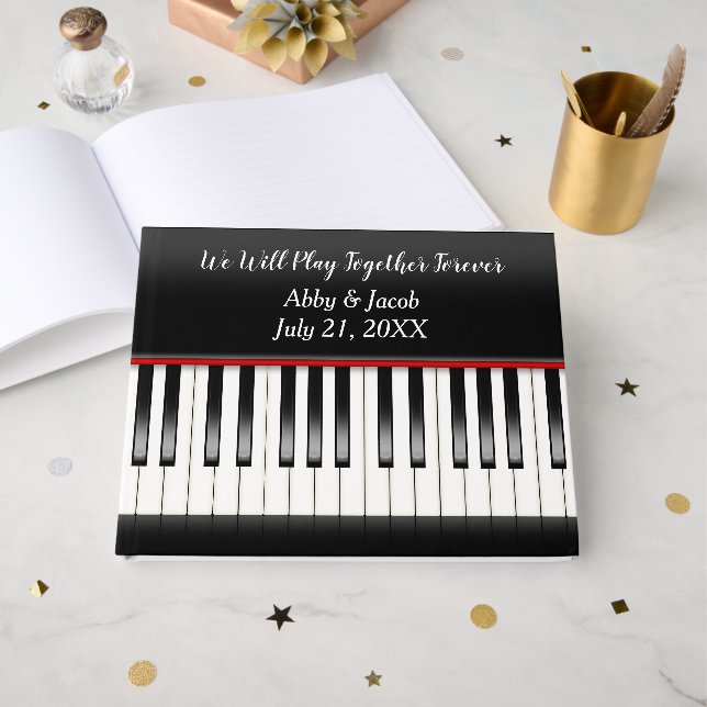 Livre d'or clavier de piano de mariage (Recto ouvert)