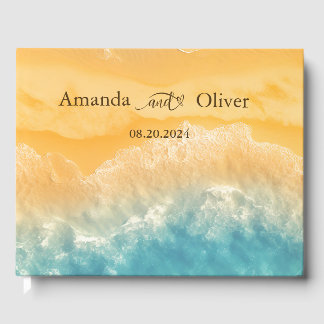 Livre D'or Coastal Chic Golden Sand Turquoise Mariage Bienven