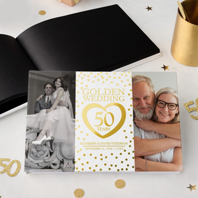 Livre D'or Coeur d'or 50e anniversaire mariage photos blanc (Créateur téléchargé)