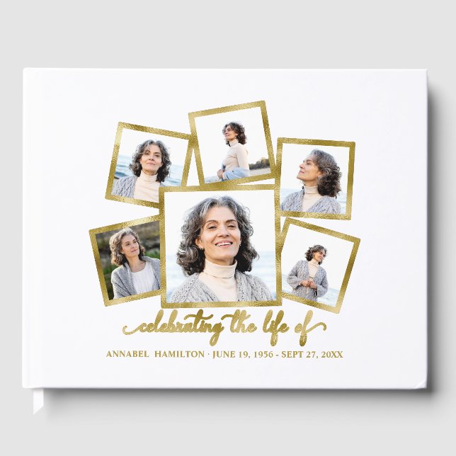 Livre D'or Collage photo moderne Memorial ou funérailles (Recto)