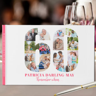 Livre D'or Collage photo rose pour les 60 ans - Se souvenir d
